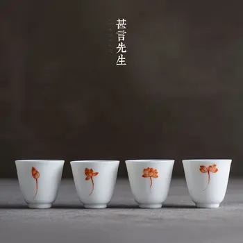 

Very Much Sir Jindezhen Ceramics Teacup Hand Lotus Sketch Cup Relief Texture Jade Mud Sip Tea Cup Can