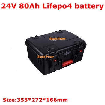 

24V 80Ah Lifepo4 lithium battery with waterproof suitacase voltage/percentage display for electric boat motorbike +10A Charger
