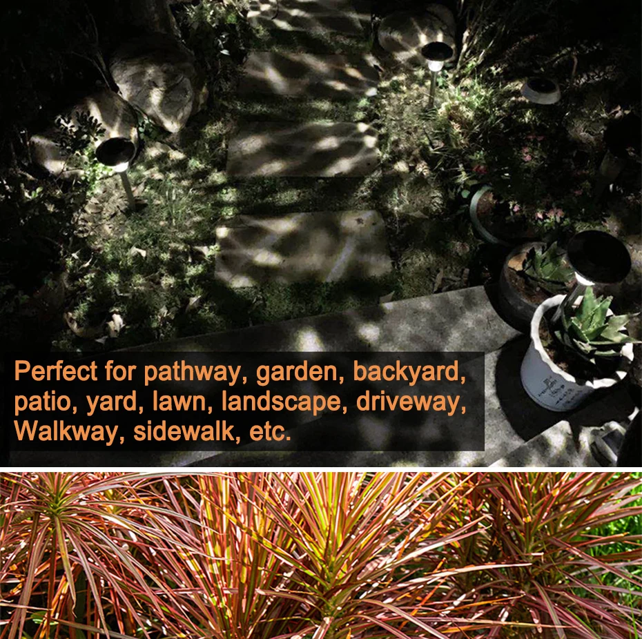 LED Solar Garden Light Battery Power Pathway Lights Lantern Outdoor Waterproof Landscape Street Light for Patio Yard Solar Lamp