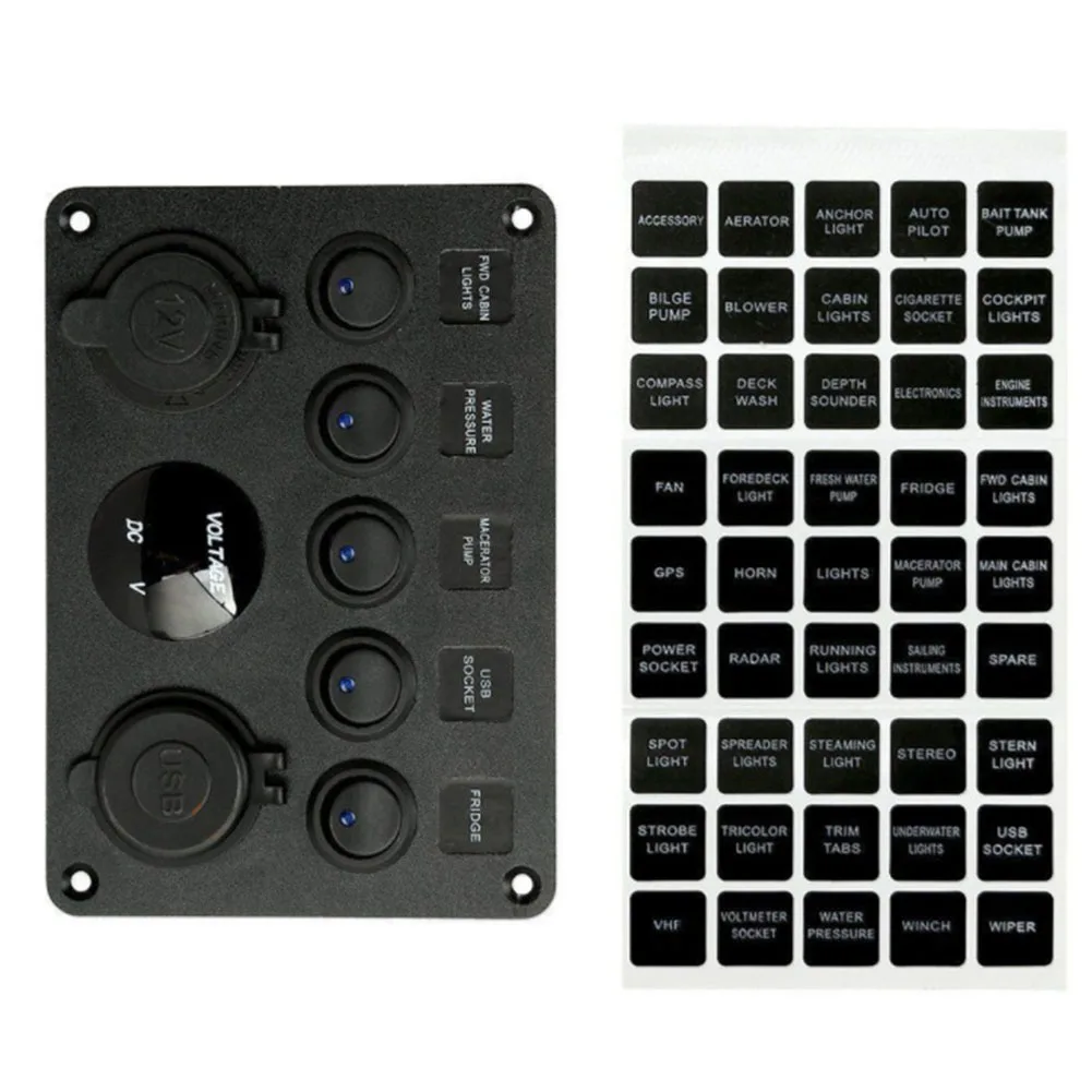Зарядное устройство для прикуривателя Yacht Car Socket светодиодный вольтметр 12V power Dual USB Switch panel