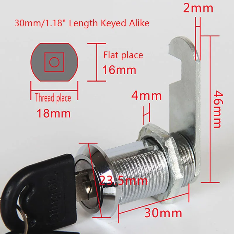 30mm Keyed Alike Цилиндрический кулачковый замок шкафа ящика 16 мм 20 мм 25 мм 30 мм Длина корпуса-упаковка из 6 - Цвет: 30mm Keyed Alike