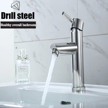 

Stainless Steel Polishing Process Faucet For Bathroom With Straight Mouth Basin Faucet