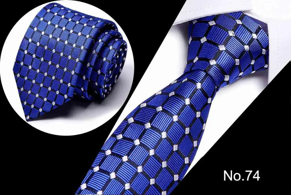 Мужской галстук, черный, голубой, в горошек, модный, классический, 7,5 см., тонкий, обтягивающий, полиэстер, узкие галстуки, Шелковый, для жениха, для свадьбы, вечеринки, деловой ГАЛСТУК - Цвет: 74