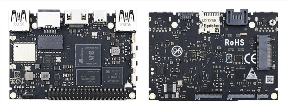 Одноплатный компьютер Amlogic A311D с 5,0 топами NPU AI tensorflow x4 Cortex-A73 x2 A53 ядрами Khadas VIM3 Basic SBC