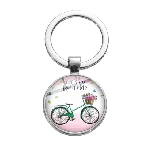 SONGDA винтажный велосипедный брелок, повседневный спортивный велосипедист, минималистичный стиль, художественная цепочка для ключей, стеклянный брелок для ключей круглой формы, коллекция велосипедных серий - Цвет: Style 18