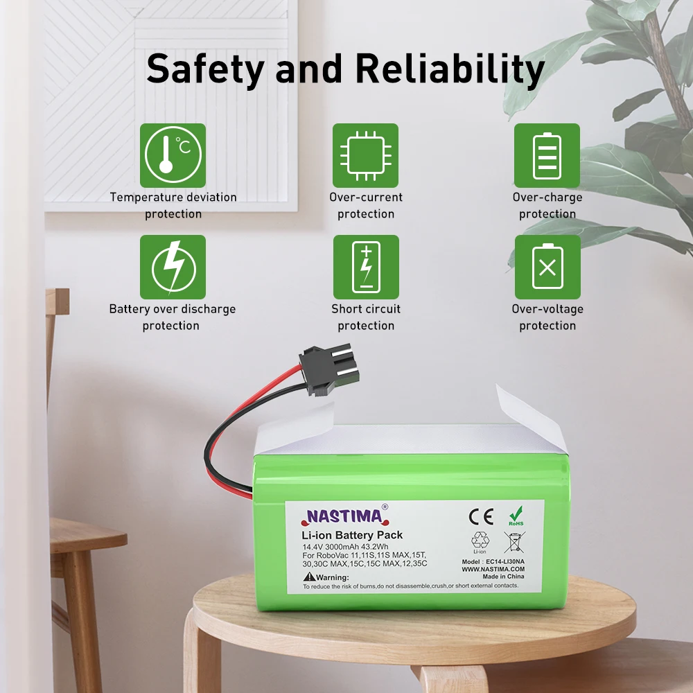 Li-ion Bateria para Conga Excelência 990 950 1090 1790 1990 Ecovacs Deebot N79 Eufy Robovac 15s 30 35c 14.4v 2600 3000 3500mah - Image 3