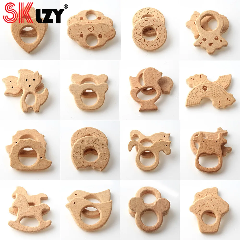 2 шт. натуральные Буковые деревянные бусины молярная палочка милые животные