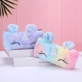 

Cartoon Unicorn Pencil Case Plush Pencil Pouch Rainbow Pen Bag Girl Cute Embroidered Pencil Case