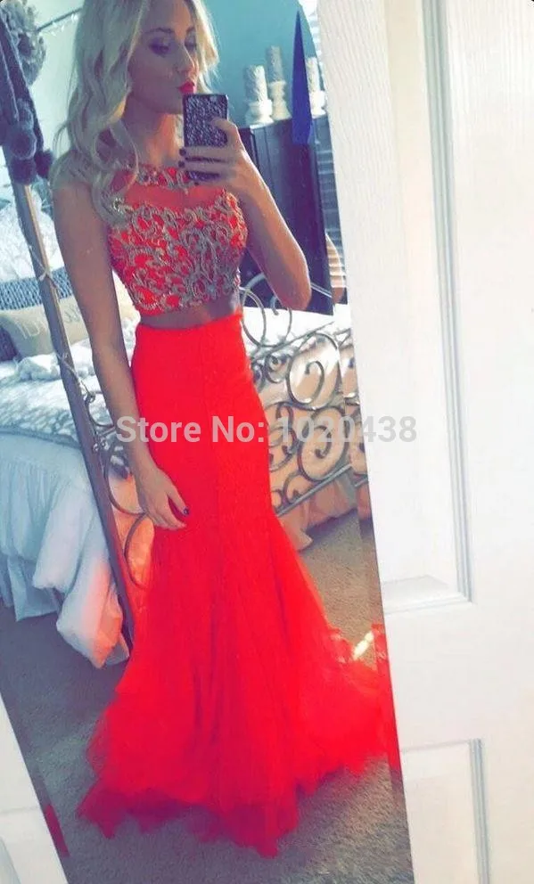 Vestido de noiva/красные винтажные Вечерние Выпускные платья в стиле Русалочки, 2 предмета, новинка года, вечерние платья из тюля для мамы невесты