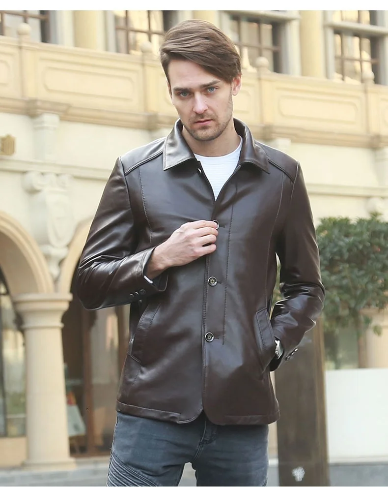 Free Shipping,2020 quality genuine leather jacket.mens spring soft sheepskin outwear.father gift.sales casual leather coat. mens sheepskin coat Genuine Leather