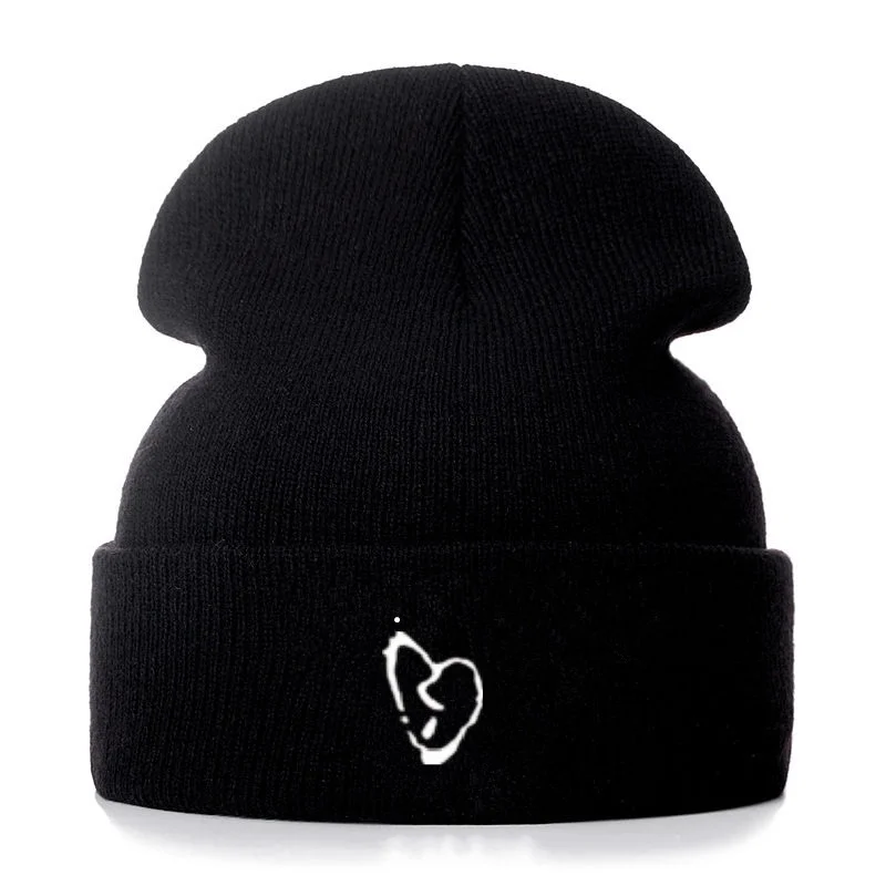 XXXTENTACION разбитое сердце Хлопок повседневные шапочки для мужчин и женщин вязаная зимняя однотонная шляпа хип-хоп Skullies шляпа Кепка в стиле унисекс