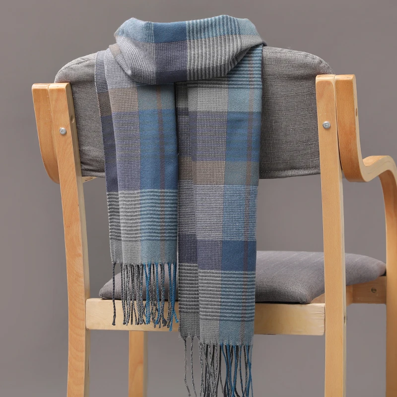 Cashmere Scarf 185*35cm Women Winter Tassel Color Lattice Cashmere Scarves Thinker Warm Female Shawl Men Autumn Long Couple muffler