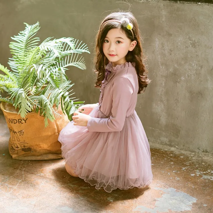 

Online Celebrity Girls 2019 New Style Spring Clothing chao yang Gas Princess Dress Korean-style CHILDREN'S Dress Puffy Yarn Lace