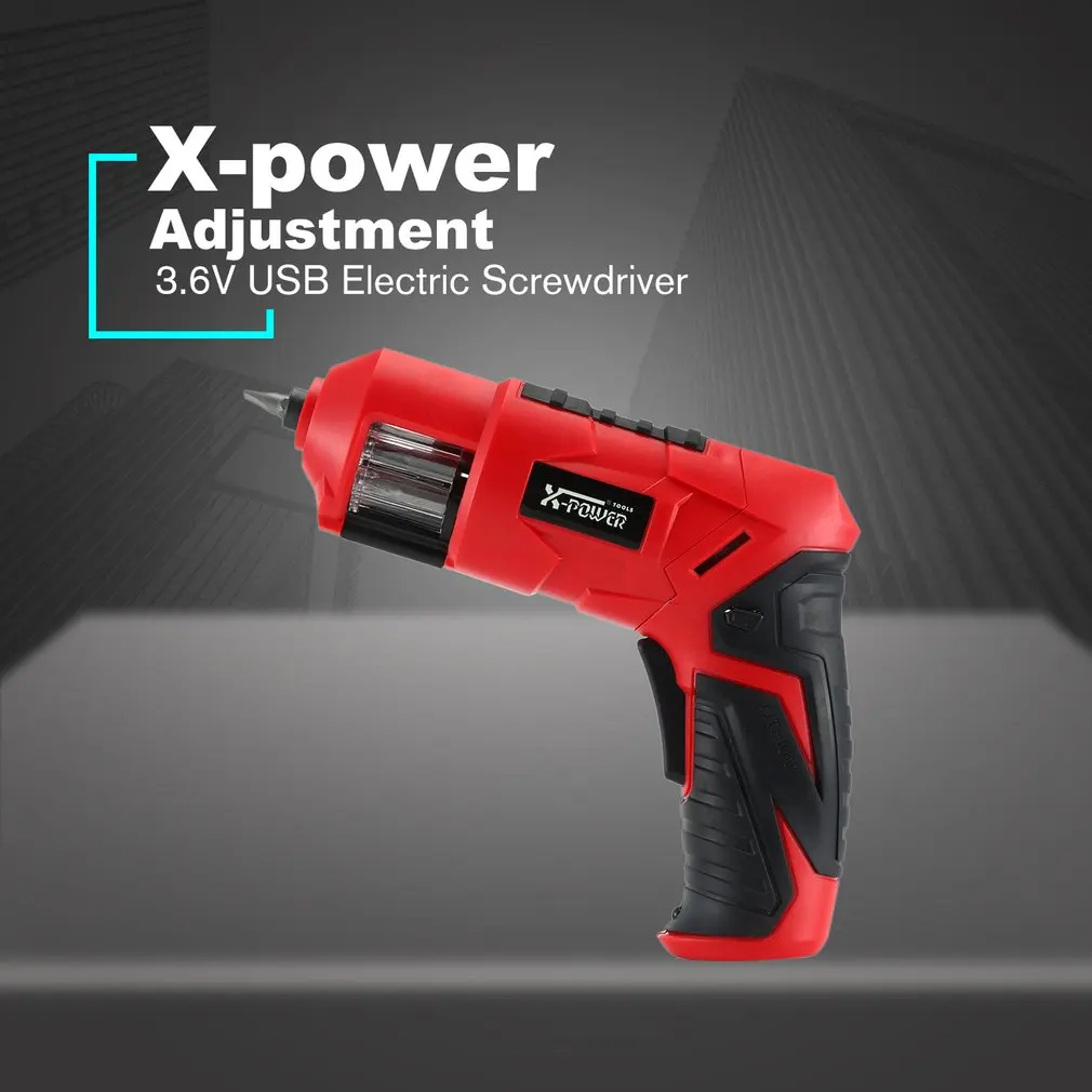 X-power 6V Cordless Electric Screwdriver Bits kit with LED Lighting Wireless Screw Power Driver Drill Power Tools
