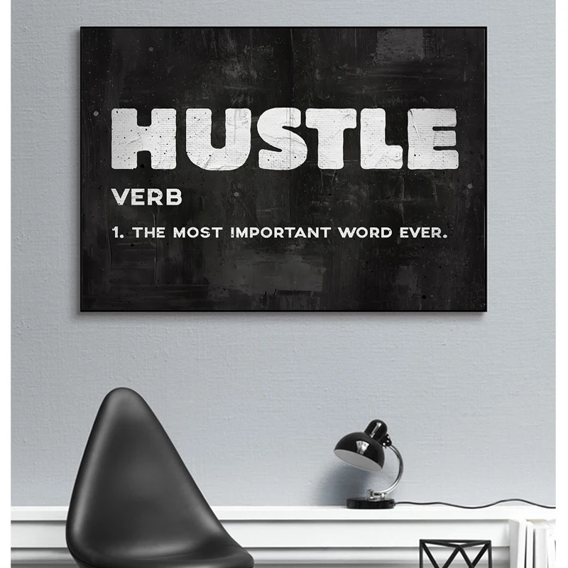 

HUSTLE Inspirational Art Posters and Prints on Canvas Painting Letter Motivational Quote Wall Art Picture for Living Room Decor