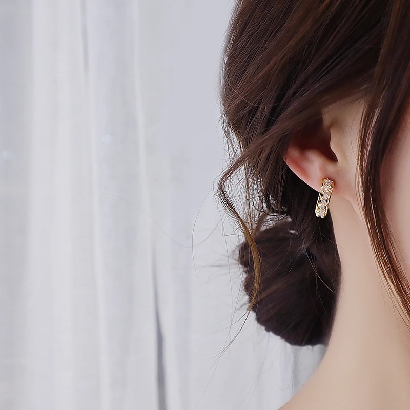 Korean Hot Sale Exquisite Hollow Crystal Circle Earring for Women AAA Cubic Zircon Elegant Stud Earrings Wedding Jewelry Pendant - Image 2