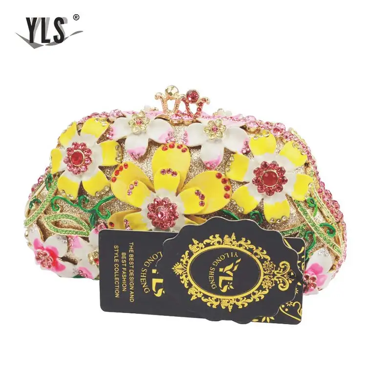 YLS, женские роскошные стразы, клатч, кошелек, модный цветок, кристалл, вечерние сумки, для коктейля, свадьбы, вечеринки, сумочка для выпускного вечера