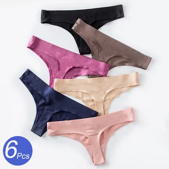 

6Pcs/lot Seamless Women T-Back G-string Thongs Underwear Comfortable String Female Fashion Panties Low Waist Lady Lingerie Tanga