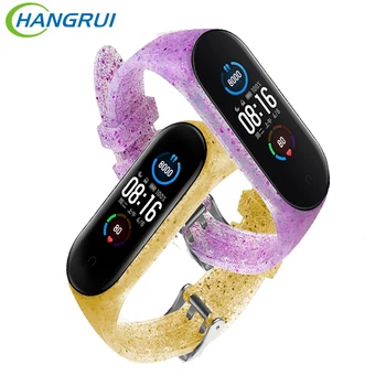 

For Xiaomi Mi Band 5 4 Strap Transparent Glitter Silicone Wrist Straps For Xiomi Miband 5 band5 Sport Bracelet 5 Smart Wristband