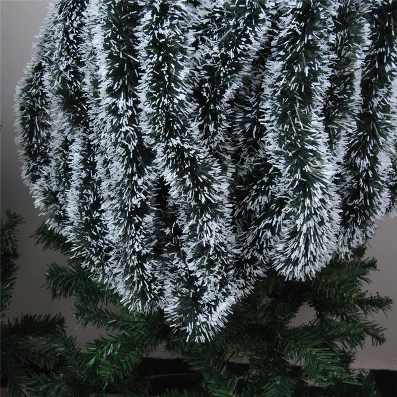 200 см разноцветное Рождественское украшение, гирлянда для вершин, гирлянда, украшения для рождественской елки, белый, темно-зеленый, тростниковая мишура, вечерние принадлежности