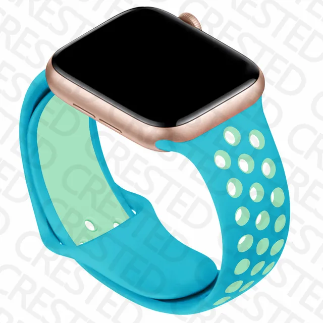 Silicone Strap For Apple Watch band 44mm 40mm iWatch 38mm 42mm Smartwatch watchband Bracelet Apple Watch 6 SE 5 4 3 Accessories Chlorine Blue Green