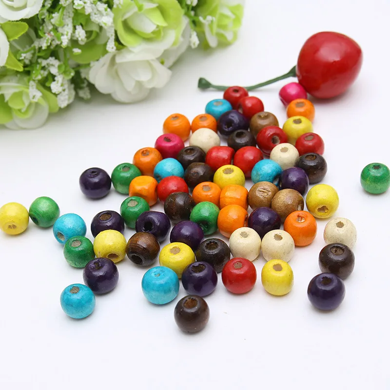 Multicolor Ожерелье из деревянных бусин для изготовления сумок для одежды, аксессуары, смешанные цвета, нетоксичные, сделай сам, ручная работа, Сферическая форма, 200 шт, для изготовления ювелирных изделий - Цвет: Multicolor