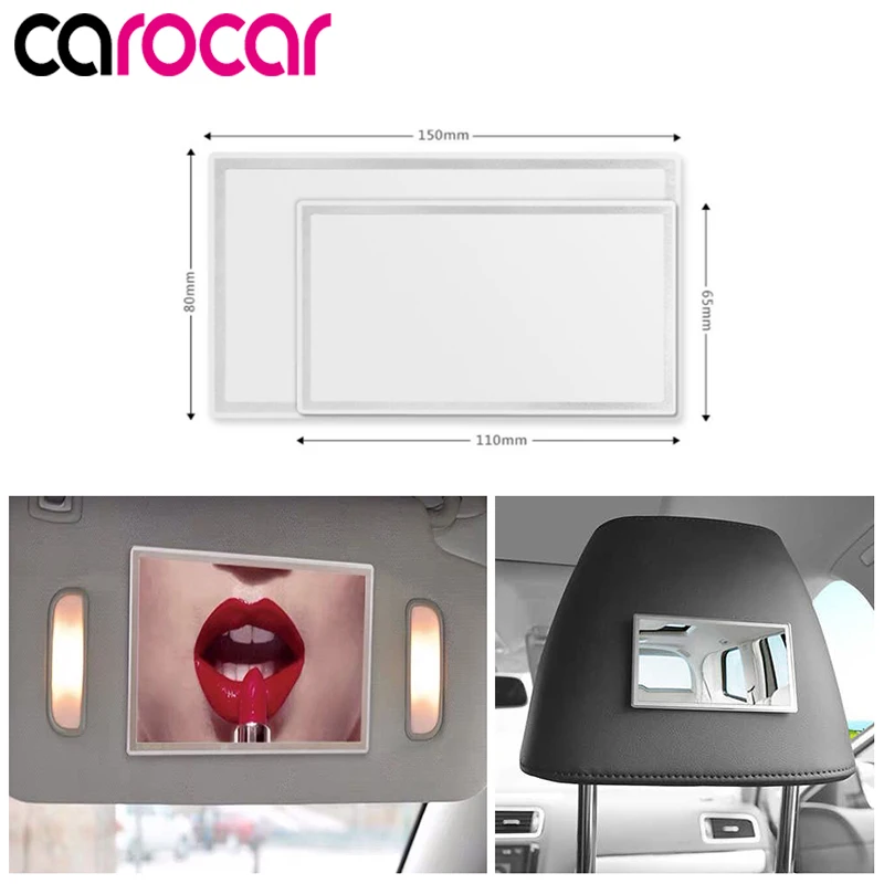 Carocar Car Interior Mirror Adhesive Back Stainless Steel Visor Decorative Makeup Cosmetic Mirrors