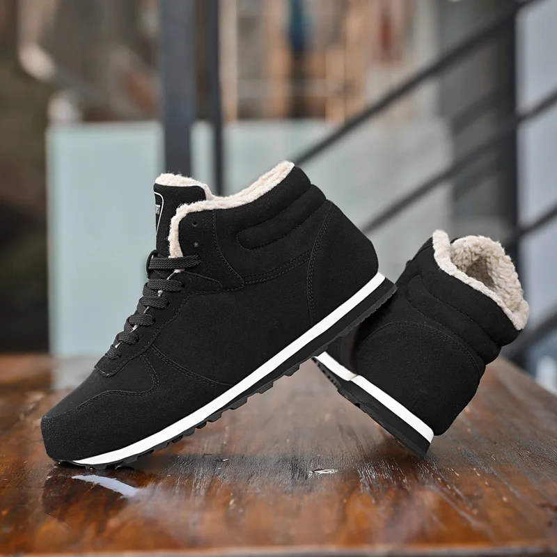 

Fashion Style Sneakers Casua Men Shoes Winter Plush Snow Boots Men Lace-Up Non-slip Keep Warm Youth Cotton Boots HX-072