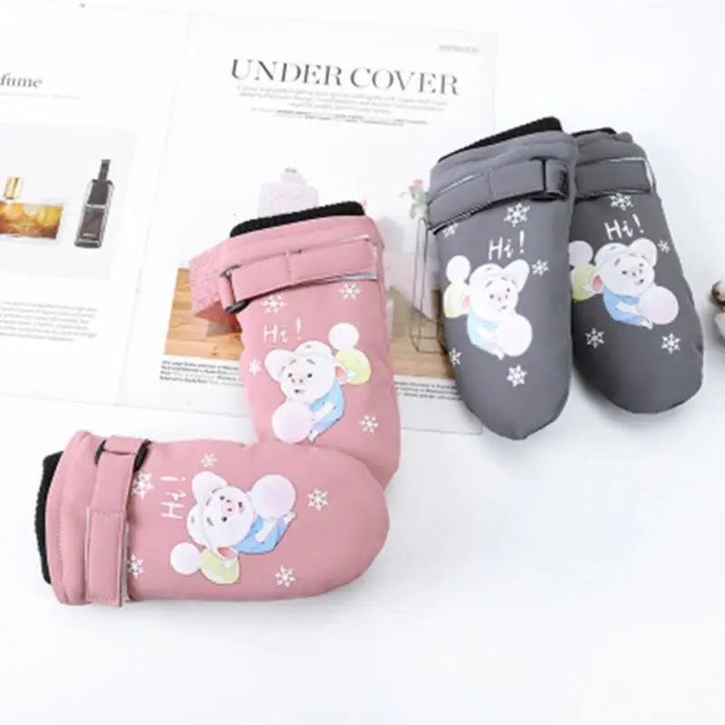 Children Ski Gloves Winter Thicken Warm Boys Girls Kids Windproof Cartoon Glove P31B