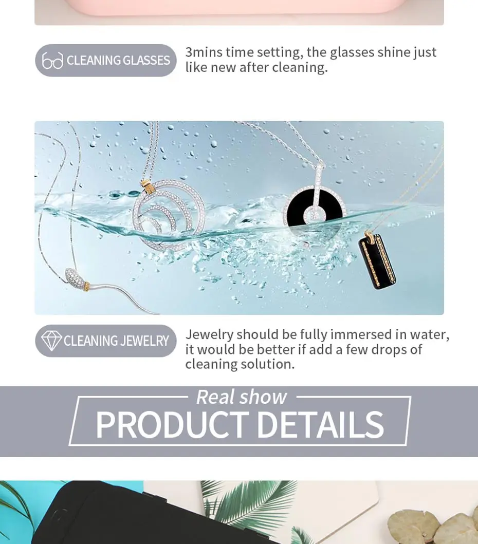 Mini Ultrasonic Cleaner 450ml 42kHz Jewelry Glasses Cleaning Machine Intelligent Control Ultrasonic Cleaner Bath