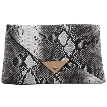 

Women's Snakeskin Print Accent Envelope Statement Clutch Bag
