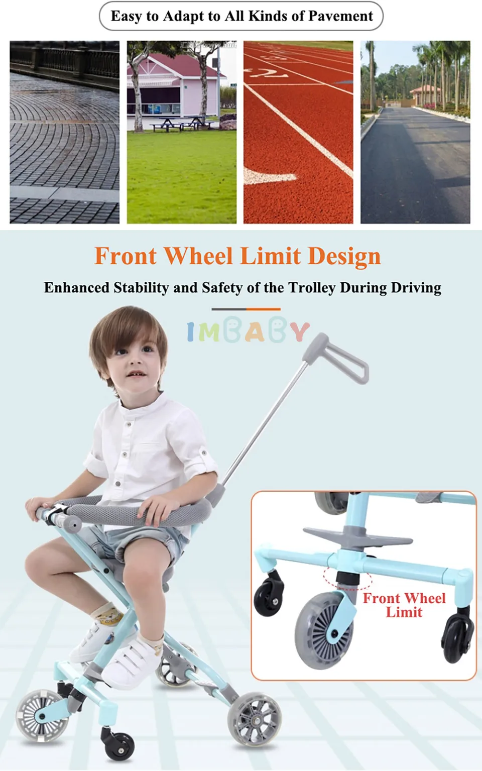 Детская коляска IMBABY кататься на велосипеде ультра-легкий складной От 3 до 6 лет детская тележка высокий пейзаж зонтик детская тележка