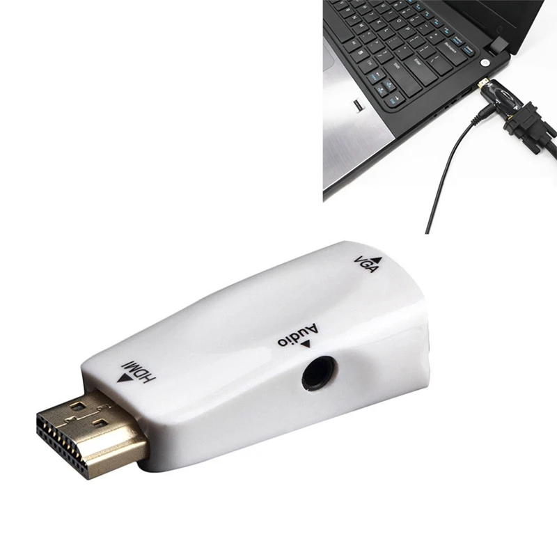 Адаптер 1080P HDMI Male VGA Female конвертер видео 3 5 мм кабель аудиовыхода горячий белый| |