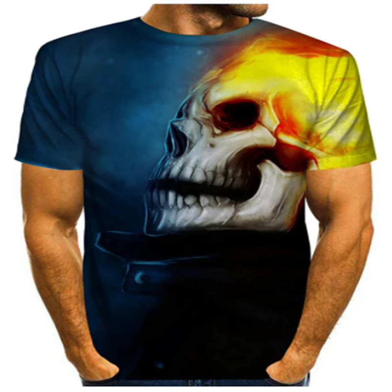 

The new 2021 summer 3D printed T-shirts for all ages, skulls, printed short-sleeved men's casual fashion plus size tops