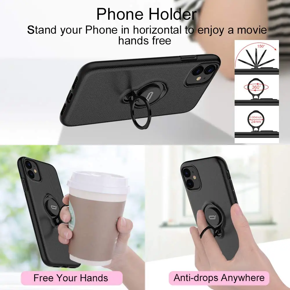 Противоударный чехол для iPhone 11 Pro Max X XS XR MAX с поворотным кольцом на 360 градусов