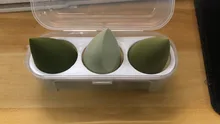 Juego de esponjas de maquillaje, esponjilla de látex saludable, suave, en húmedo y seco, herramientas de maquillaje cónicas, caja de plástico exquisita, 3 /4 Uds.