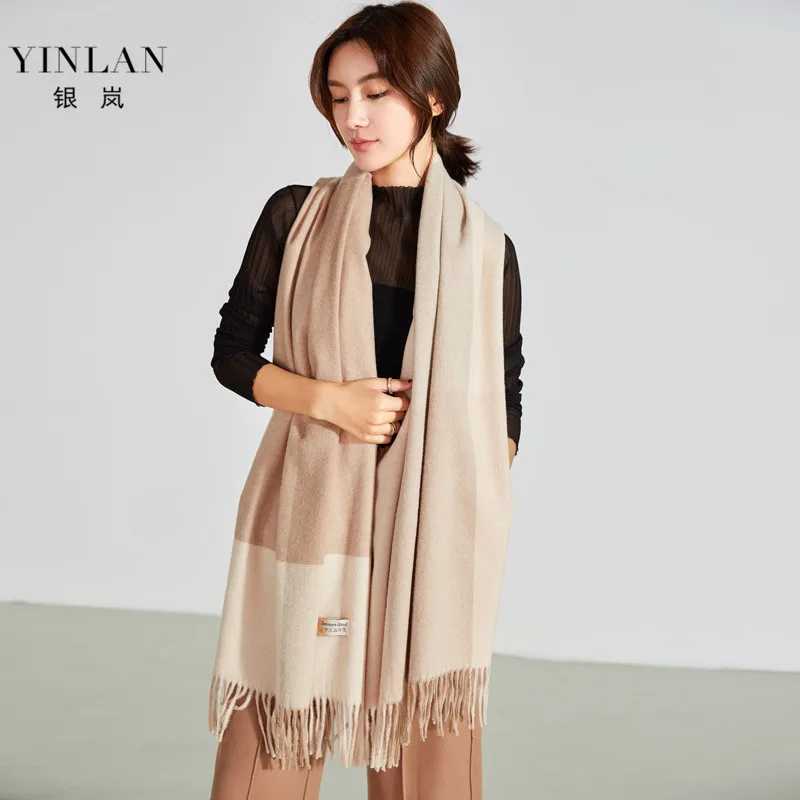 

Plaid Woolen Scarf Women's Autumn & Winter Korean-style Versatile Cashmere Wool Long Dual Purpose Thick Warm Shawl