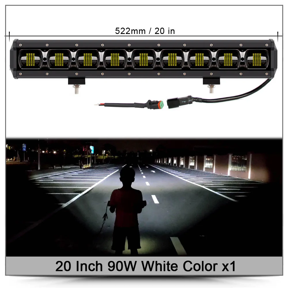 6D Lens Led Light Bar Off road For 4x4 Offroad 4WD ATV UAZ Trucks Tractor Boat 12V 24V Driving Work Barra Lights Car Retrofit - Цвет: 20 inch 90W x1