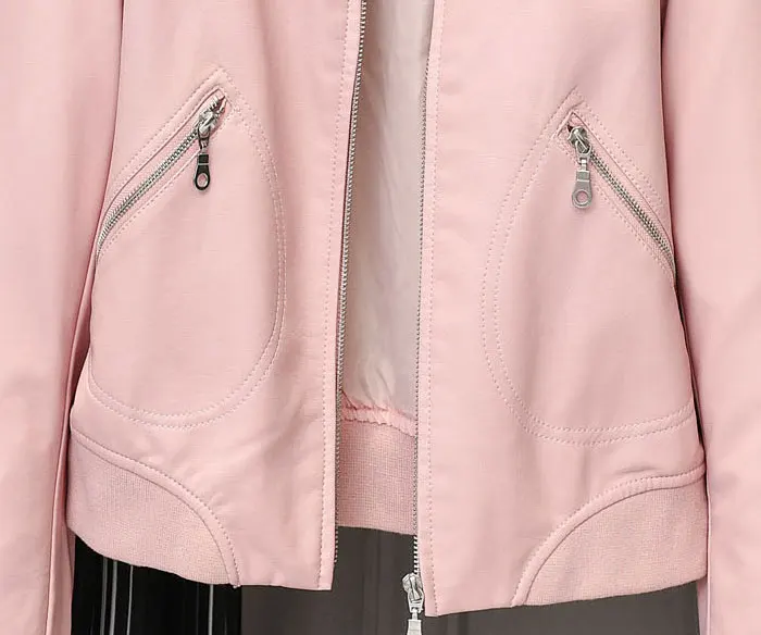 Куртка из искусственной кожи женская повседневная куртка с круглым вырезом на молнии Женская короткая байкерская куртка плюс размер S-4XL Базовая верхняя одежда