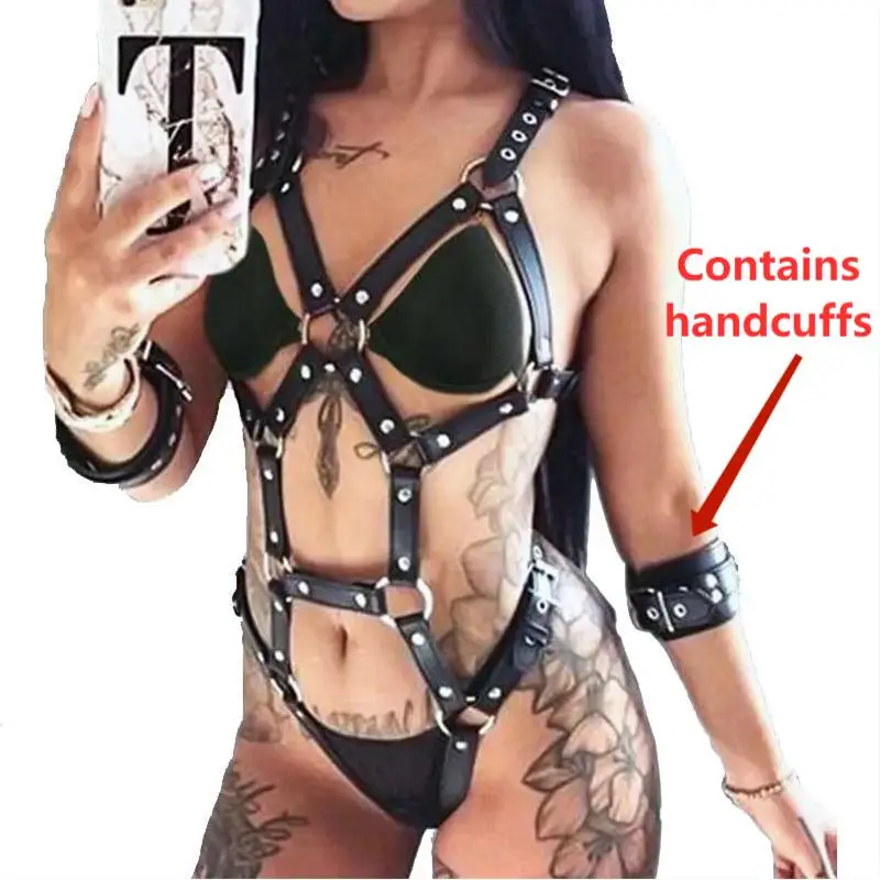 sexy BDSM Body Bondage Leather Harness Toys For Women underwear Garters belt Bra Leg suspenders erotic