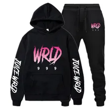 Autumn Winter Men Sets Hoodies+Pants Sportswear Juice WRLD Print Fleece Pullover Joggers Sweatpants Harajuku Casual Tracksuit