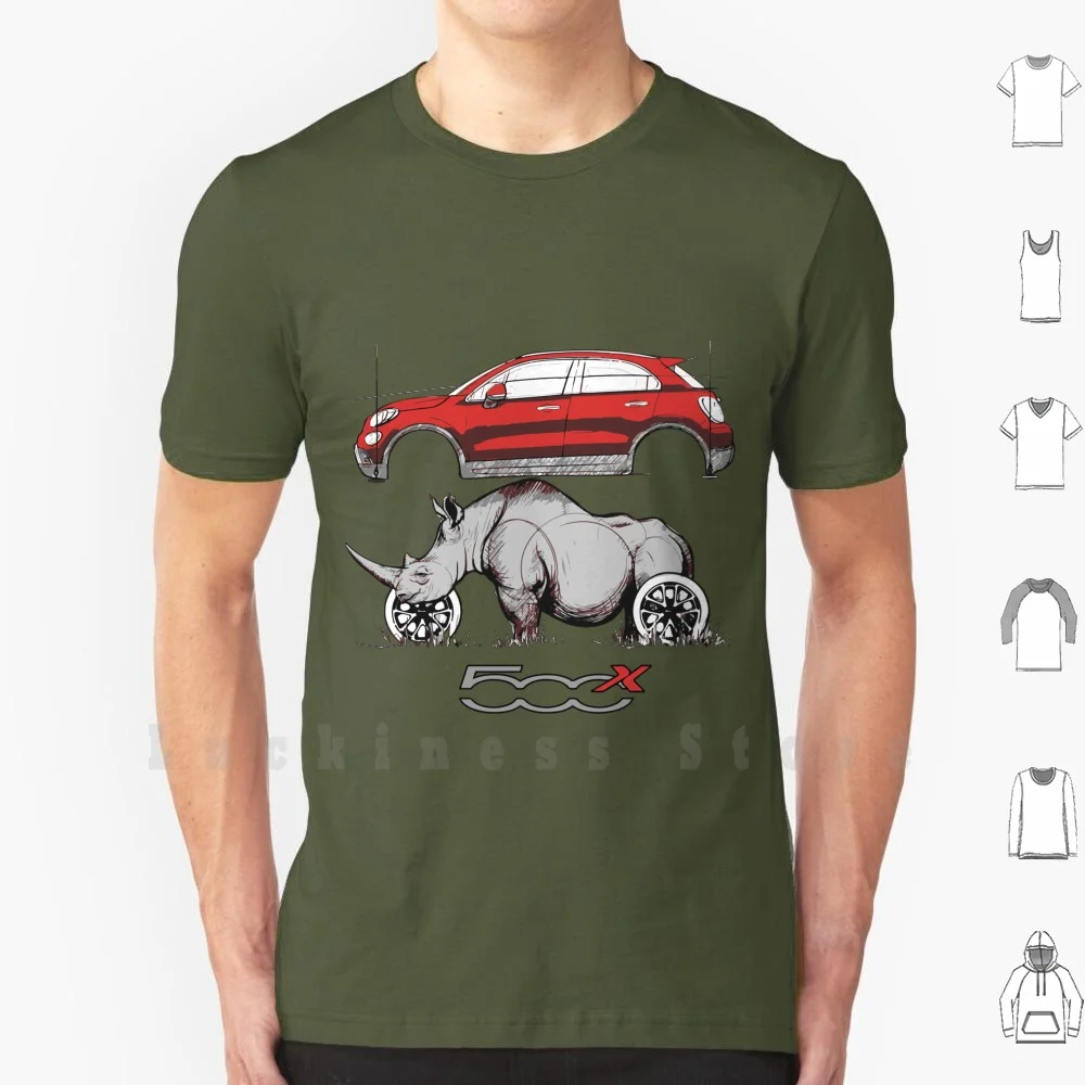Fiat 500X Rhino T Shirt Uomo Cotone Cotone S - 6Xl Fiat Abarth 500 500X Rhino Auto Auto Automotive Racing Race Icona Italiana
