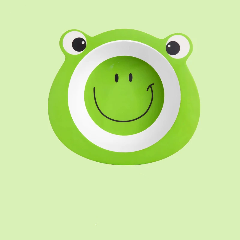 smile frog Solid Feeding Baby Food Bowl Dishes Kids Feeding for Baby Non-slip Cartoon Plate Children Bamboo Dinnerware Tableware Bamboo ECO - Цвет: smile frog
