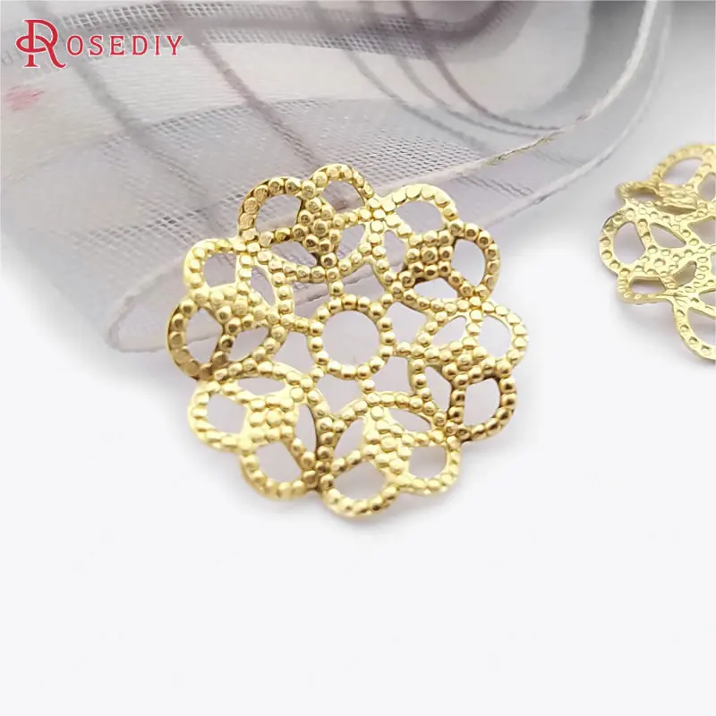 

(E056)100 pieces 15mm Not plated color Brass Flower Decorative Spacer Diy Jewelry Findings Accessories Wholesale