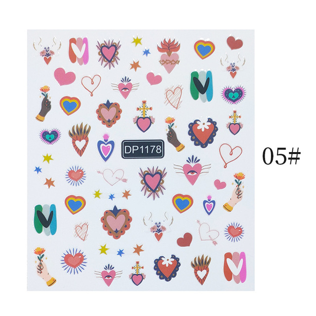 Sheet 3D Nail Stickers Heart Love Stickers Christmas Nail Art Self-Adhesive Slider Decorations Stars Decals Stickers for nails