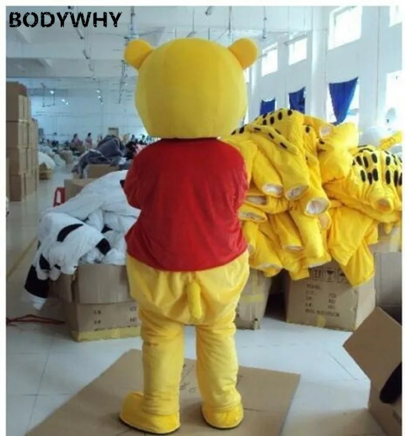 Мультяшный очень милый костюм талисман желтого медведя платье для взрослых