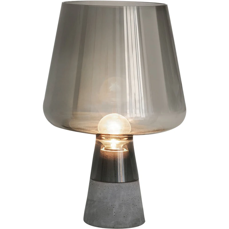 

Modern Metal Glass Table Lamp Nordic Minimalist Design Smoke Grey Table Light Art Deco Bedside Living Room Study Table Lights