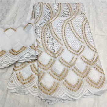 

7 yard Swiss lace fabric 2020 latest Dry lace embroidery African 100% cotton fabrics Swiss voile lace popular Dubai style 4L0330