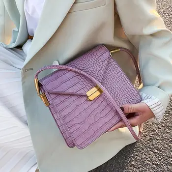 

Stone pattern Square Crossbody bag 2020 Fashion New High-quality PU Leather Women's Designer Handbag Lock Shoulder Messenger Bag