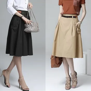 

2020 spring summer women's new Korean version skirt casual large size a word long skirt female Pure color wild big skirt j21